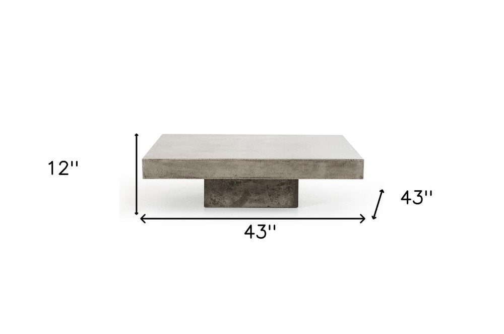 43" Gray and Dark Gray Concrete Square Block Coffee Table