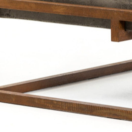 42" Dark Gray and Rust Concrete And Iron Square Abstract Coffee Table