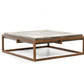 42" Dark Gray and Rust Concrete And Iron Square Abstract Coffee Table