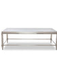 55" Clear and Silver Glass And Steel Coffee Table