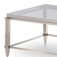 55" Clear and Silver Glass And Steel Coffee Table