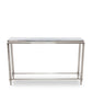 55" Silver Glass and Stainless Steel Frame Console Table