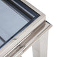 55" Silver Glass and Stainless Steel Frame Console Table