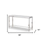 55" Silver Glass and Stainless Steel Frame Console Table