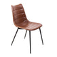 Set of Two Brown and Black Upholstered Faux Leather Dining Side Chairs