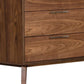 30" Walnut Solid Wood Five Drawer Chest