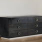 63" Black Six Drawer Shagreen Faux Croc Double Dresser