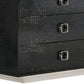 63" Black Six Drawer Shagreen Faux Croc Double Dresser