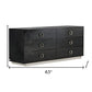 63" Black Six Drawer Shagreen Faux Croc Double Dresser