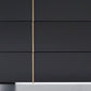 55" Black And Gold Solid Wood Six Drawer Double Dresser