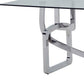 79" Clear And Silver Glass And Stainless Steel Trestle Base Dining Table
