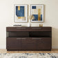 59" Brown Solid Wood Sideboard with Glass Doors