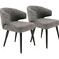 Gray and Black Upholstered Fabric Wing Back Dining Arm Chair
