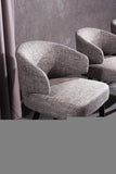 Gray and Black Upholstered Fabric Wing Back Dining Arm Chair