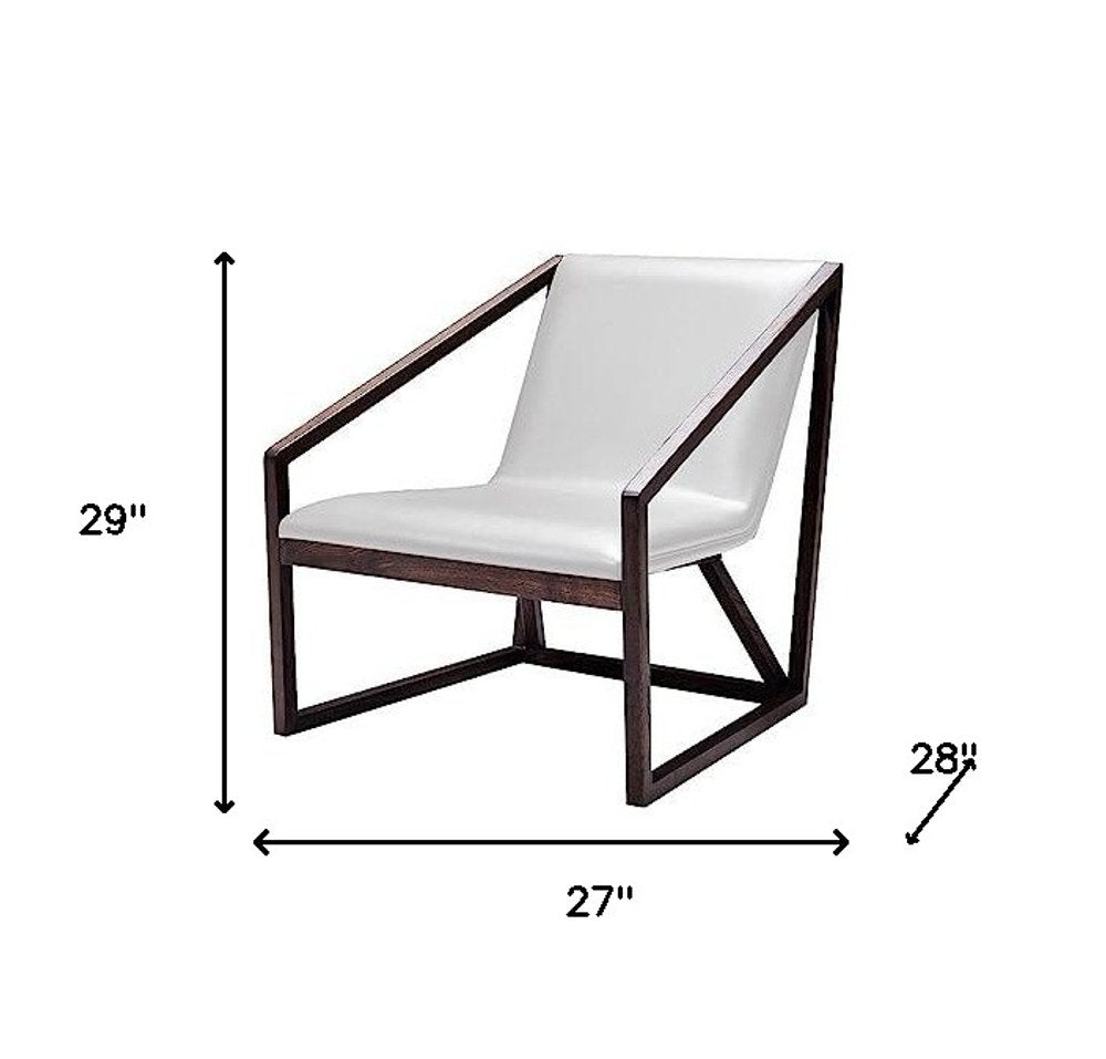 27" Gray And Brown Faux Leather Lounge Chair