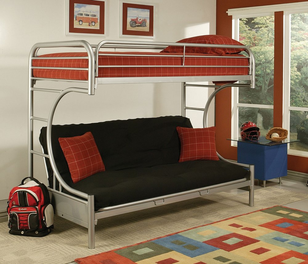 White Twin Contemporary Metal Bunk Bed