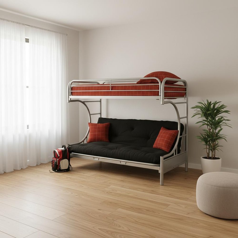 Black Twin Over Full Contemporary Metal Bunk Bed