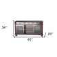 65" Dark Brown Solid Wood Enclosed and Open Storage TV Stand