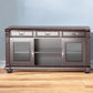 65" Dark Brown Solid Wood Enclosed and Open Storage TV Stand