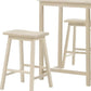 Three Piece Cream Solid Wood Counter Height Bar Table Set