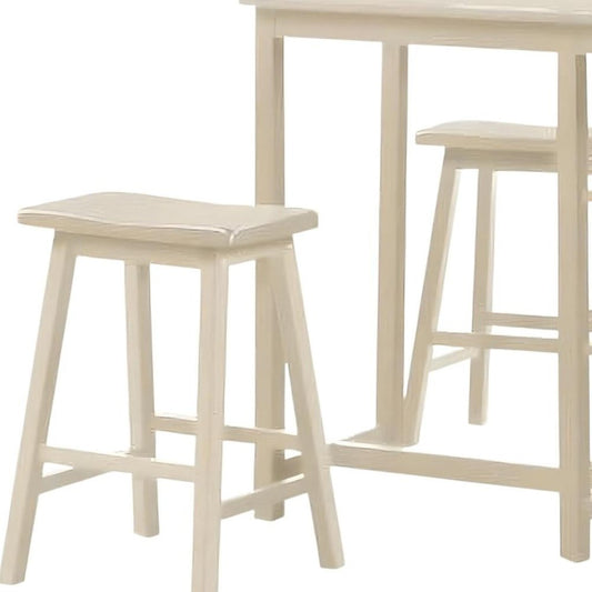 Three Piece Cream Solid Wood Counter Height Bar Table Set