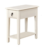 23" White Wood End Table With Drawer And Magazine Holder