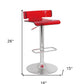 Red and Silver Acrylic and Metal Low Back Adjustable Height Bar Chair