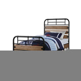 Black And Oak Shiplap Texture Wood and Metal Twin Bed Frame