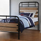 Black And Oak Shiplap Texture Wood and Metal Twin Bed Frame