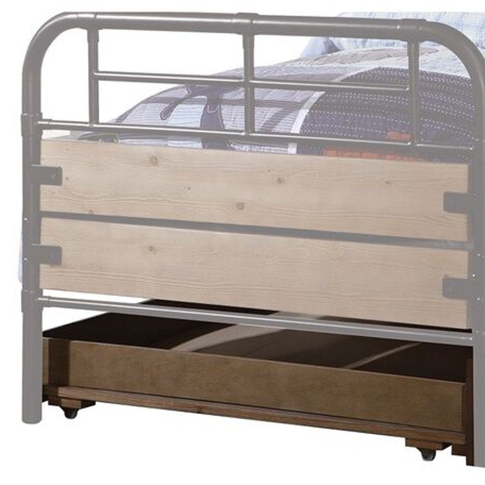 Brown and Black Solid Wood Twin Bed Frame