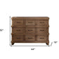 44" Brown Solid Wood Nine Drawer Triple Dresser