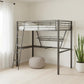 79" X 42" X 72" Silver And Black Metal Tube Loft Bed With Desk
