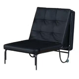 75" Black Faux Leather Tufted Convertible Chair