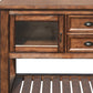 58" Rustic Brown Rolling Kitchen Cart With Storage
