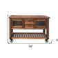 58" Rustic Brown Rolling Kitchen Cart With Storage