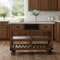 Brown And Silver 48" Rolling Kitchen Cart With Storage