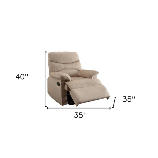35" Light Brown Microfiber Manual Recliner