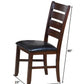 Set of Two Black And Dark Brown Upholstered Faux Leather Slat Back Dining Side Chairs