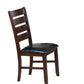 Set of Two Black And Dark Brown Upholstered Faux Leather Slat Back Dining Side Chairs