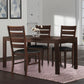 Set of Two Black And Dark Brown Upholstered Faux Leather Slat Back Dining Side Chairs