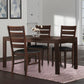 Set of Two Black And Dark Brown Upholstered Faux Leather Slat Back Dining Side Chairs