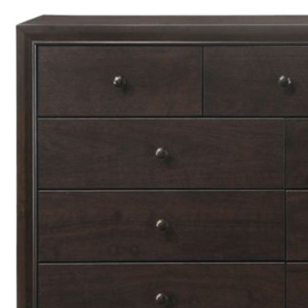 57" Espresso Wood Nine Drawer Double Dresser