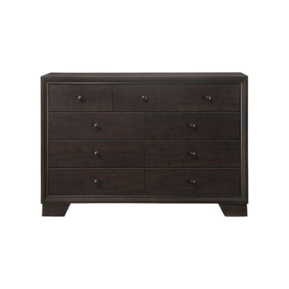 57" Espresso Wood Nine Drawer Double Dresser