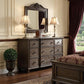 60" Dark Brown Solid Wood Nine Drawer Double Dresser