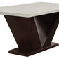 64" White And Dark Brown Marble And Solid Manufactured Wood Pedestal Base Dining Table