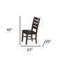 Set of Two Espresso And Brown Upholstered Faux Leather Ladder Back Dining Side Chairs