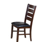 Set of Two Espresso And Brown Upholstered Faux Leather Ladder Back Dining Side Chairs