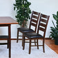 Set of Two Espresso And Brown Upholstered Faux Leather Ladder Back Dining Side Chairs