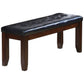 48" Black and Espresso Faux Leather Upholstered Bench