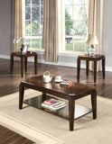 Dark Brown Solid Wood Coffee Table With Shelf